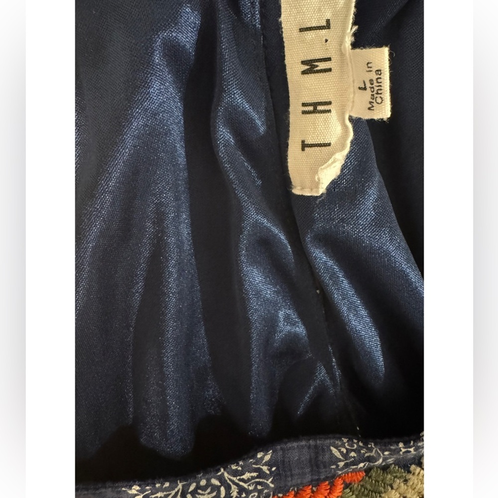 THML Navy Printed Halter Embroidery Mini
Dress - Picture 3 of 4